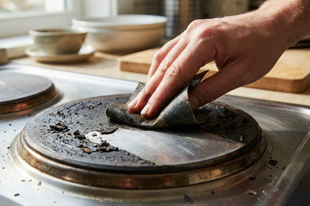 Trik baka i željezara za čišćenje ukorijenjene prljavštine na pločama za kuhanje i loncima u sekundi i bez napora detail 1