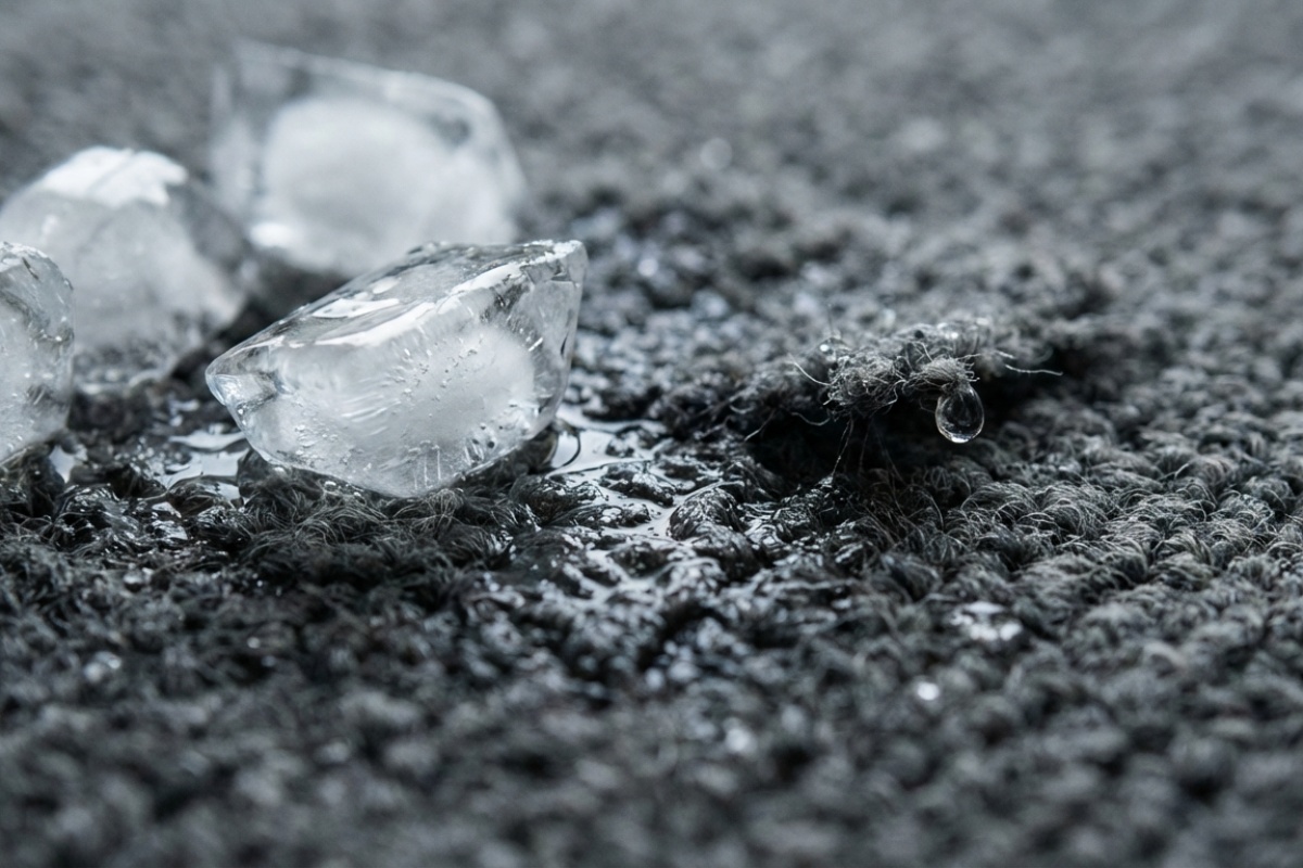 Kako ukloniti udubljenja na tepihu od nogu namještaja: stavite kockice leda na njih i ostavite ih preko noći detail 1