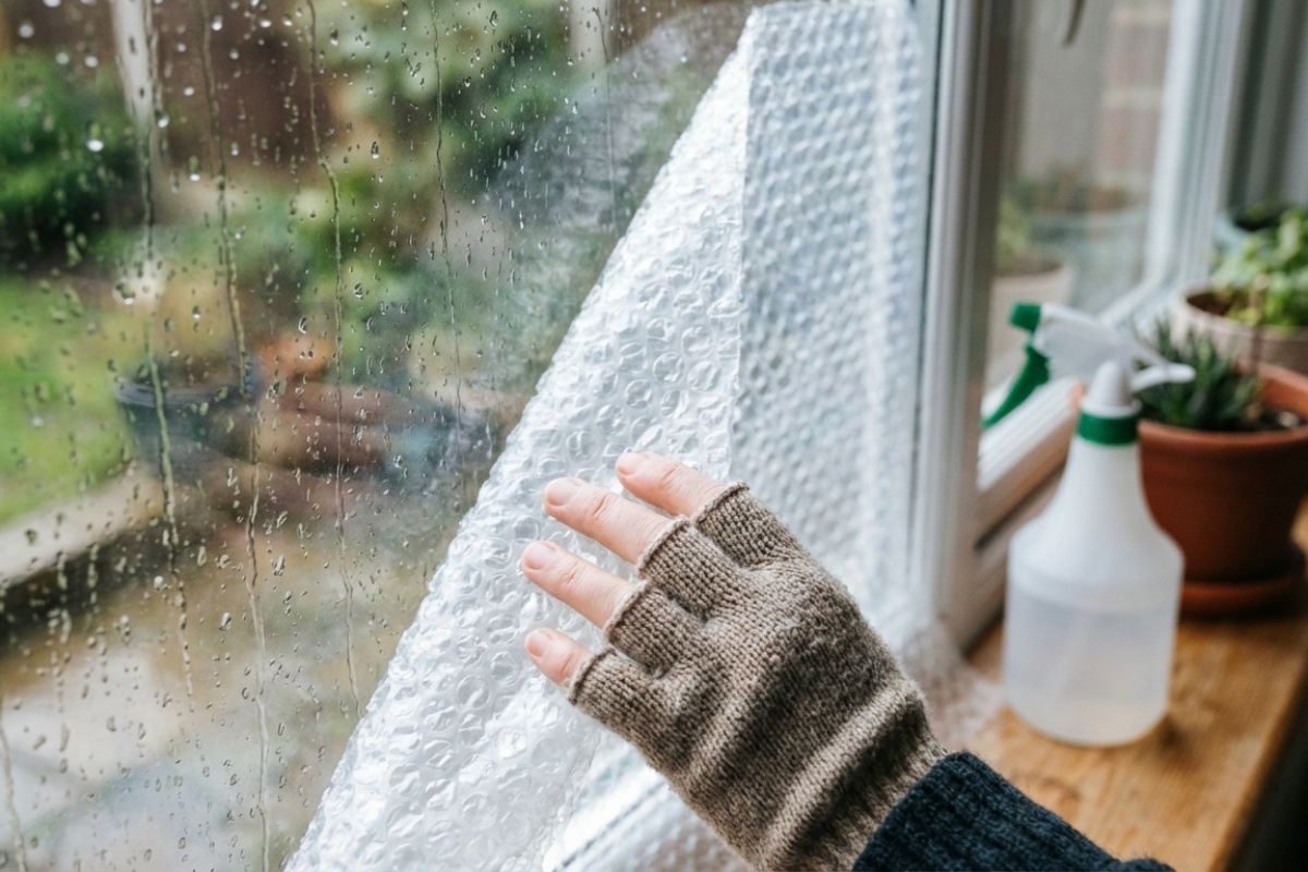 Kako izolirati prozore za zimu za sitniš, ako iz njih puše propuh: jednostavan trik s folijom s zračnim mjehurićima i vodom detail 1