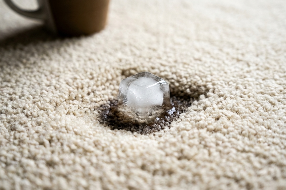 Kako ukloniti ružne udubine na tepihu od nogu kauča: samo stavite na njih kockice leda preko noći. detail 1