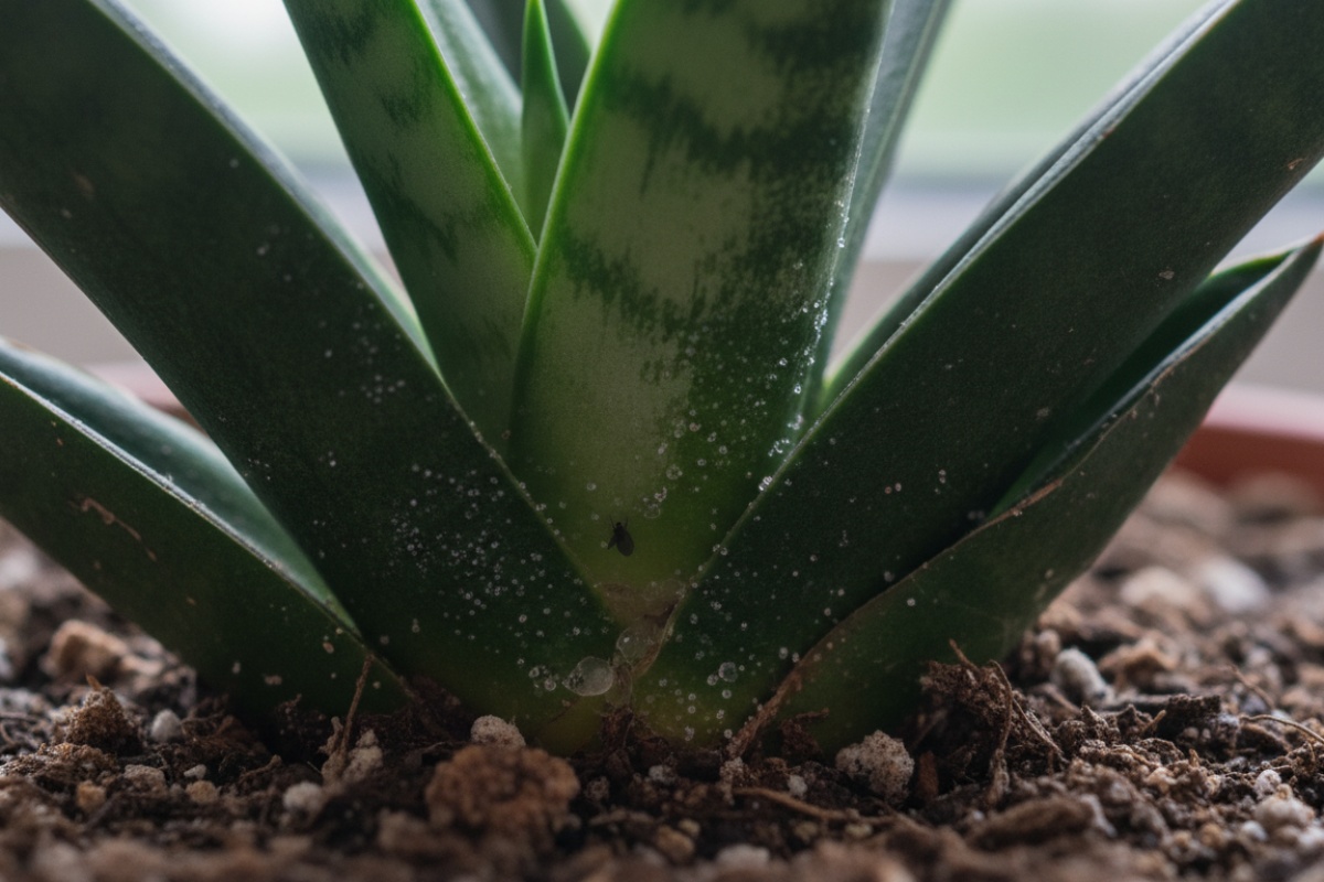 Jednostavna tekućina za zemljane muhe u sansevieriji. Djeluje brzo, listovi su opet sočno zeleni detail 1