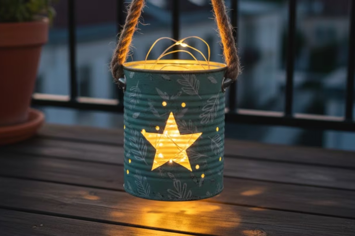 Ako imate limenke od breskvi, ne bacajte ih: kako ih ponovno iskoristiti za izradu lampi koje štede prostor detail 1