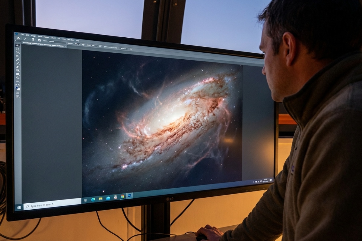 Hubble po prvi put snimio plinski rep u poznatoj spiralnoj galaksiji iz jedinstvenog kuta detail 1