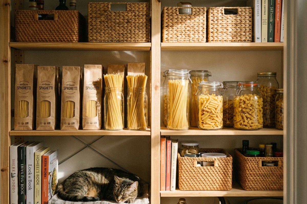 To je gotovo apsurdan pokret, ali to je najbolji način za otvaranje i čuvanje paketa špageta u smočnici detail 1