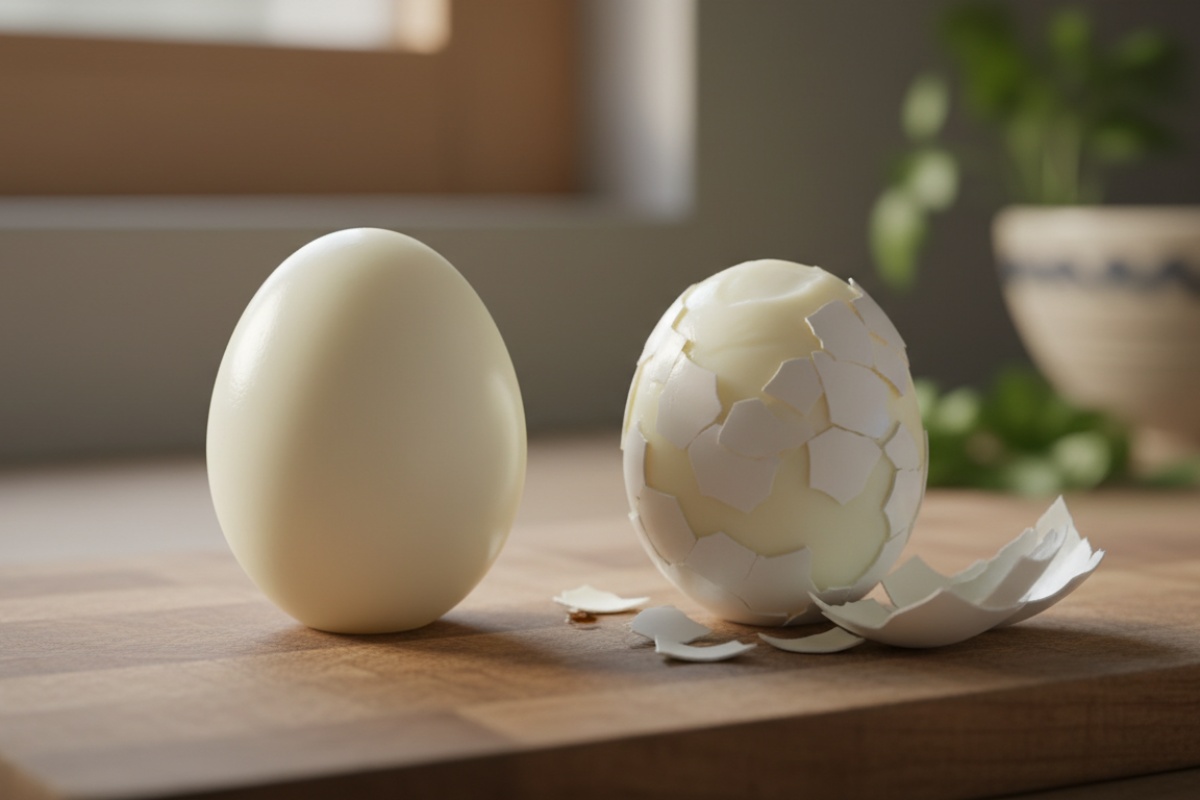 Ubaci dvije ploške limuna. Ljuska će skliznuti s jaja detail 1