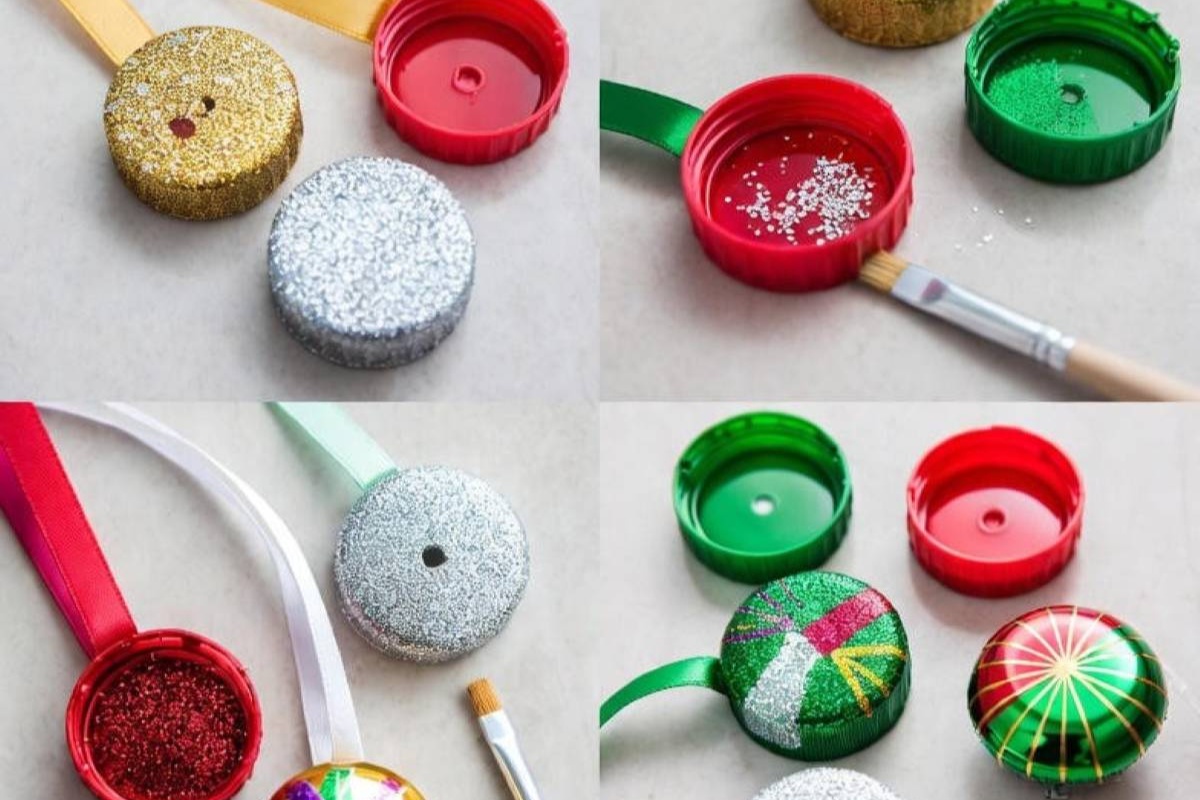 Pomoću plastičnih čepova od gaziranih pića, pokazat ćemo vam kako izraditi božićne ukrase detail 1