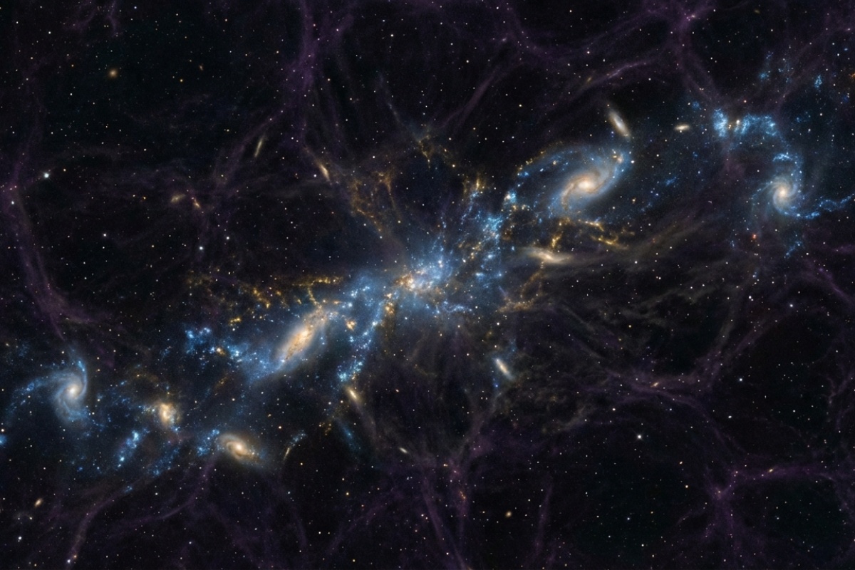 Znanstvenici otkrili divovsku kozmičku nit sa sinkroniziranom rotacijom galaksija detail 1