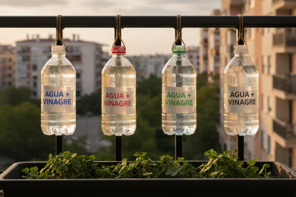 Vješanje boca s vodom i octom na balkon: zašto se preporučuje i čemu služi detail 1
