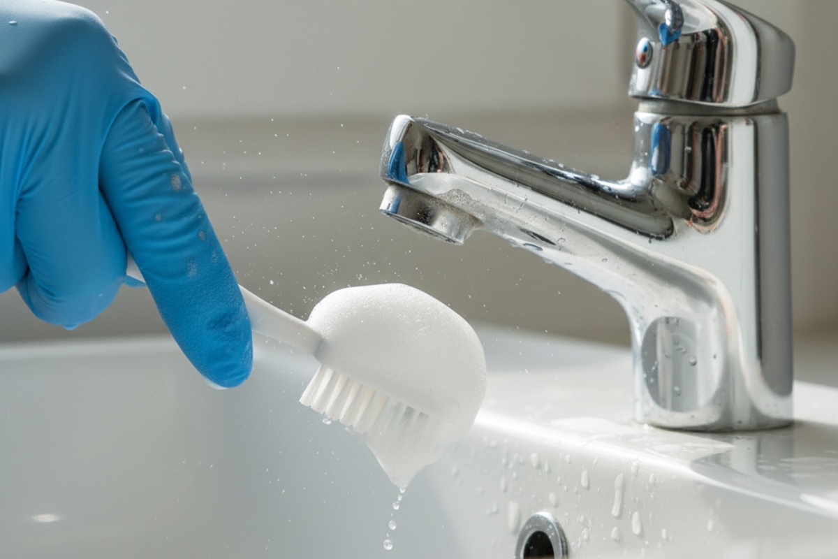 Čarobna domaća mješavina od tri sastojka za blistav sudoper bez kamenca detail 2