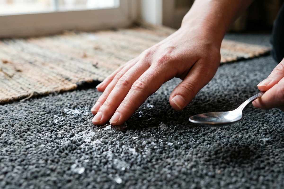 Kako ukloniti udubljenja na tepihu od nogu namještaja: stavite kockice leda na njih i ostavite ih preko noći detail 2