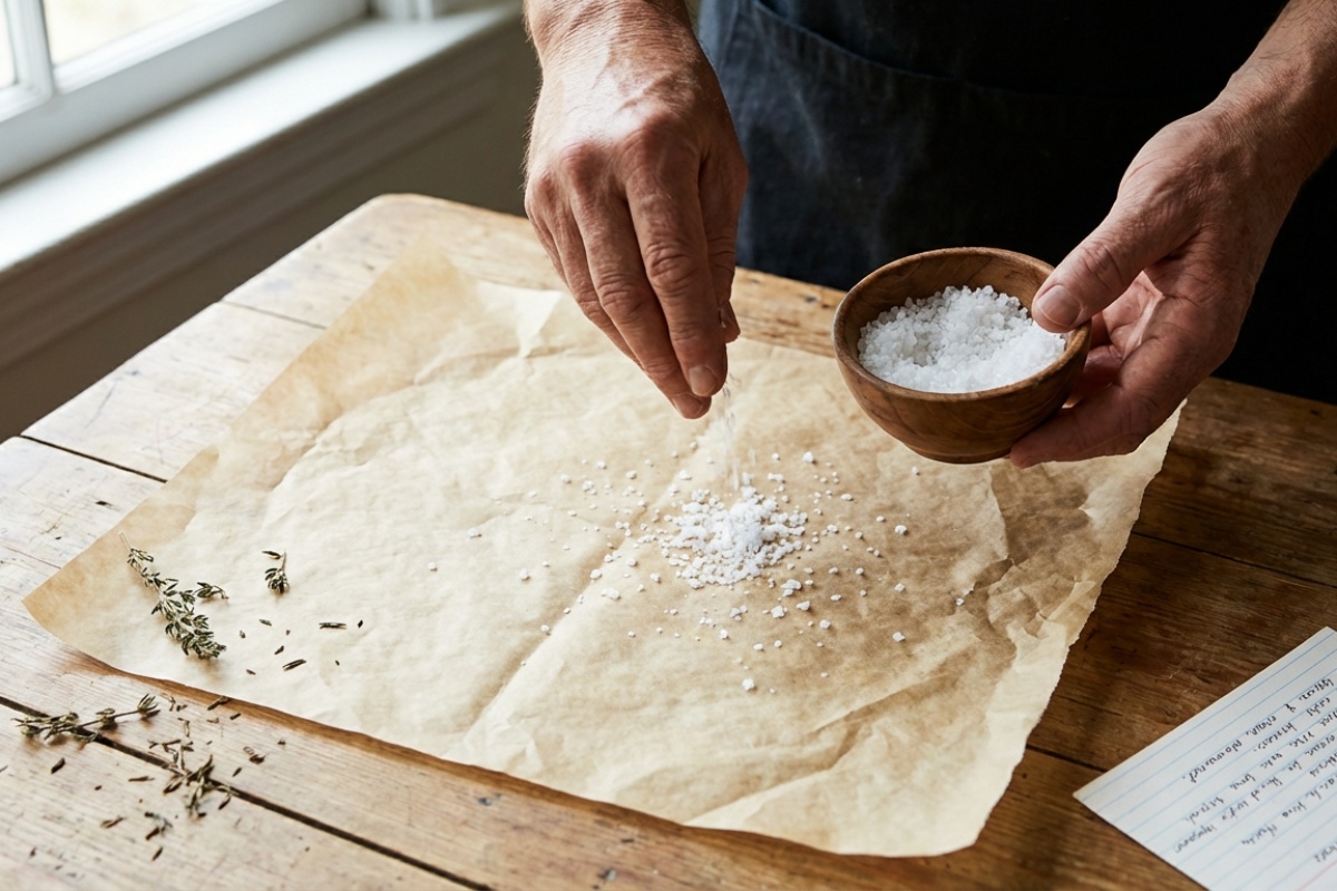 Crna naslaga na podlozi glačala: ne stružite nožem, jednostavno peglajte njome list papira, gusto posut ovim kuhinjskim prahom. detail 2