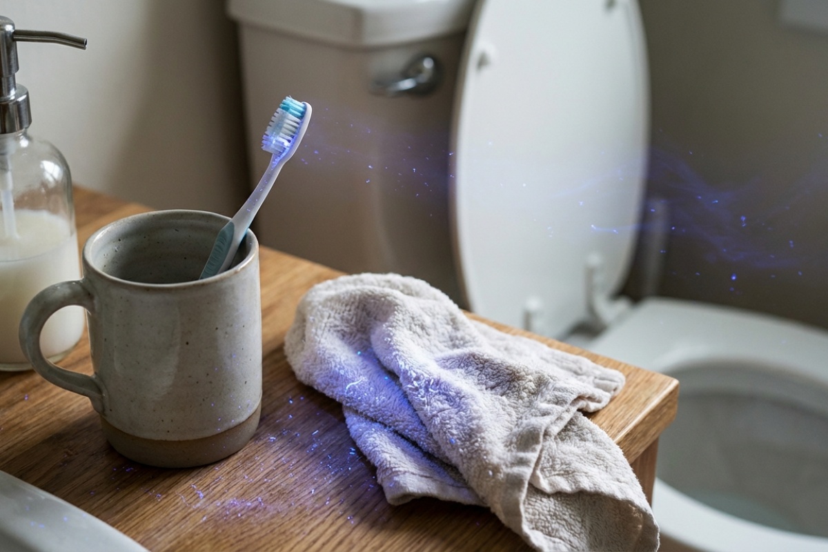 Zašto biste trebali uvijek zatvarati poklopac WC školjke prije ispiranja: fotografija pod ultraljubičastim svjetlom koja će vas natjerati da promijenite ovu naviku zauvijek detail 2