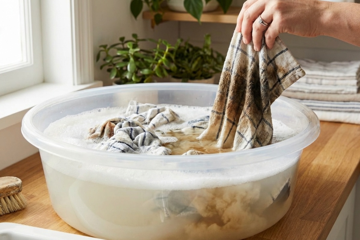 Namačem masne, zaprljane kuhinjske krpe na 30 minuta – i one su kao nove: potrebna su samo 2 sastojka i voda detail 2