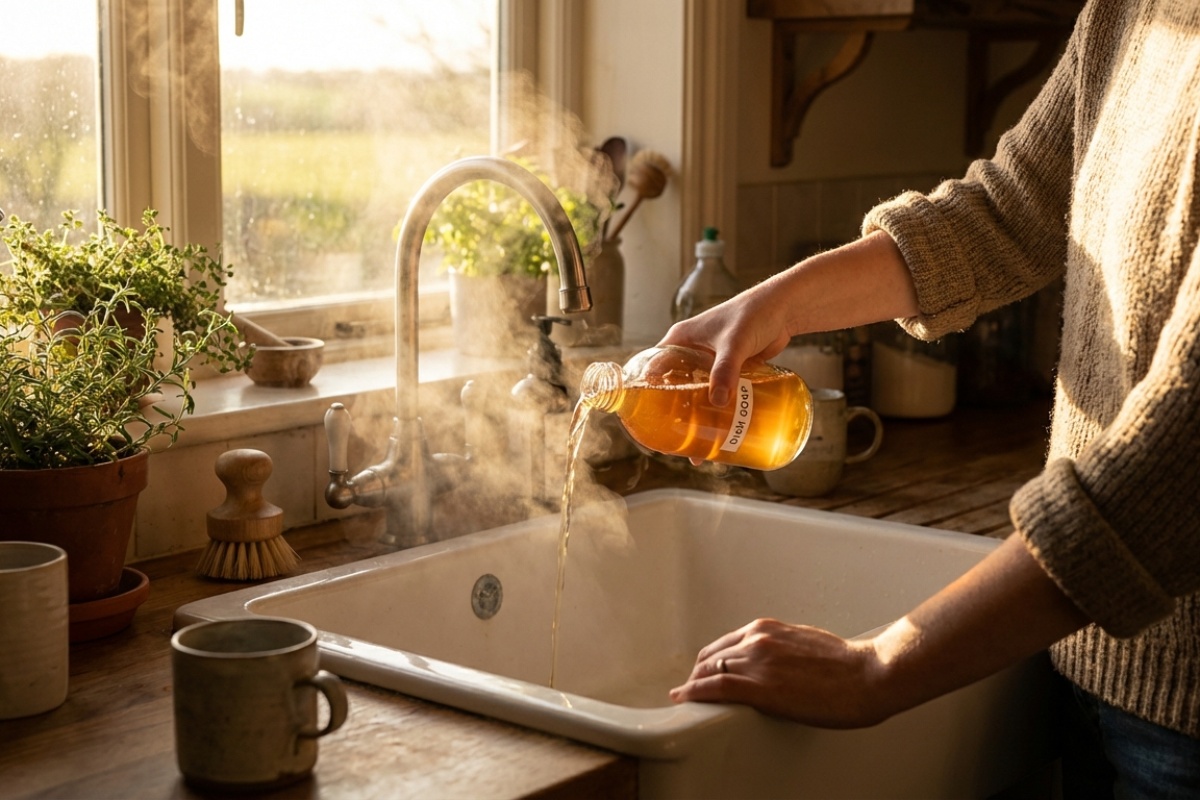 Ulijte 5 kapi u začepljen odvod. Voda će ponovno teći kao iz vodopada. Recept za začepljen sudoper detail 2