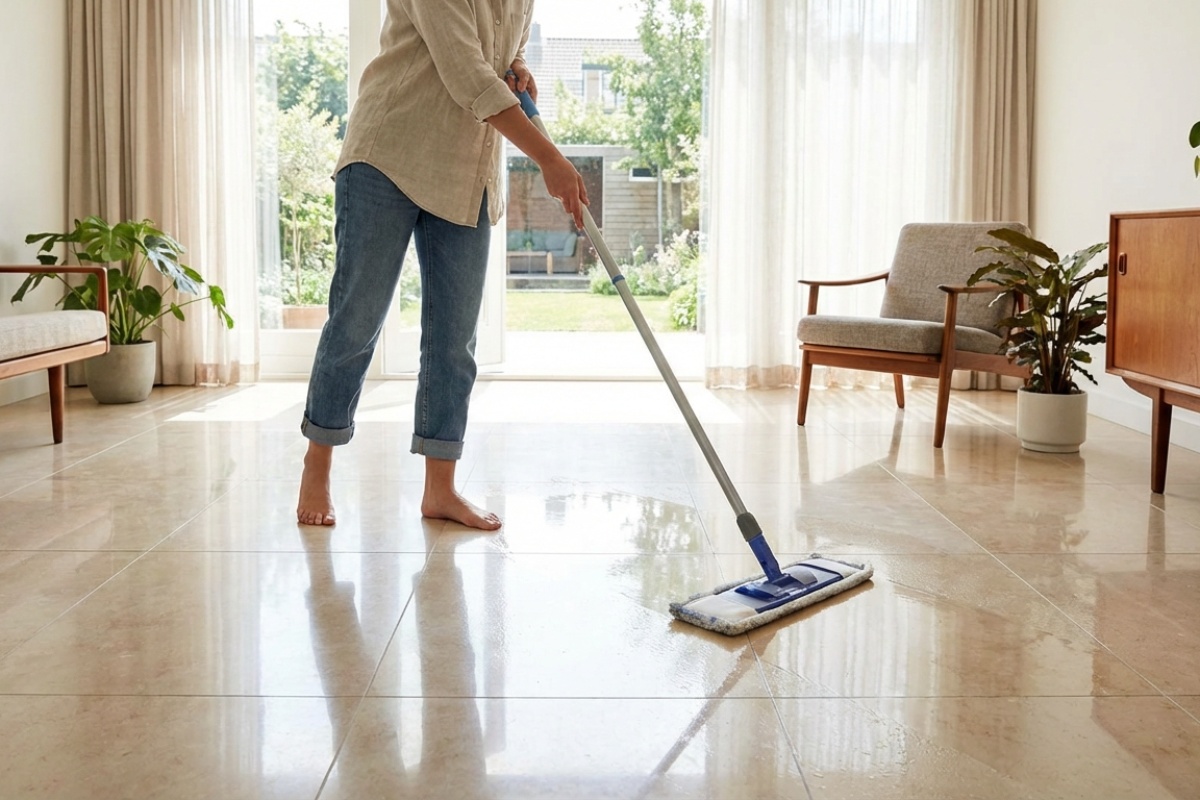 Perem podove, ali ne običnom vodom: dodajem 2 žlice ovoga – sjaj kao u hotelu, a stopala se više ne lijepe detail 2