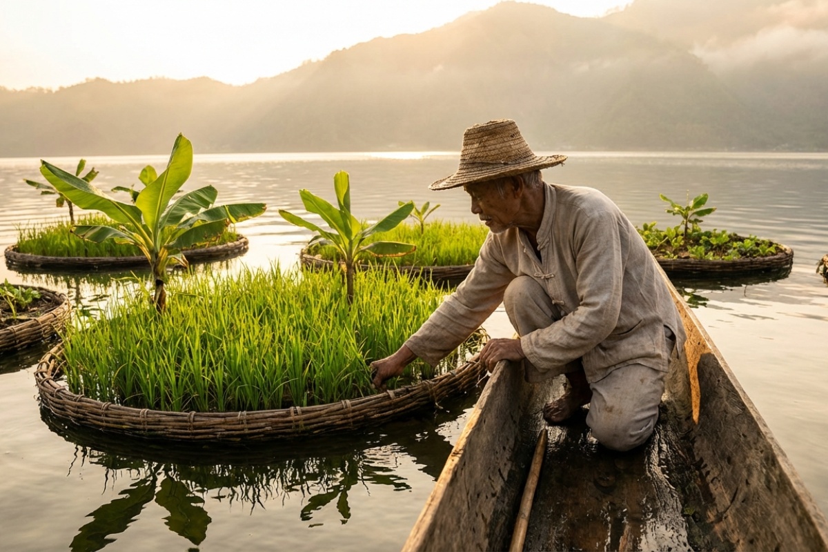 Čovjek je potpuno sam izgradio samoodrživo plutajuće selo, živi u izolaciji i održava sve bez konvencionalne struje, susjeda ili modernih strojeva detail 2