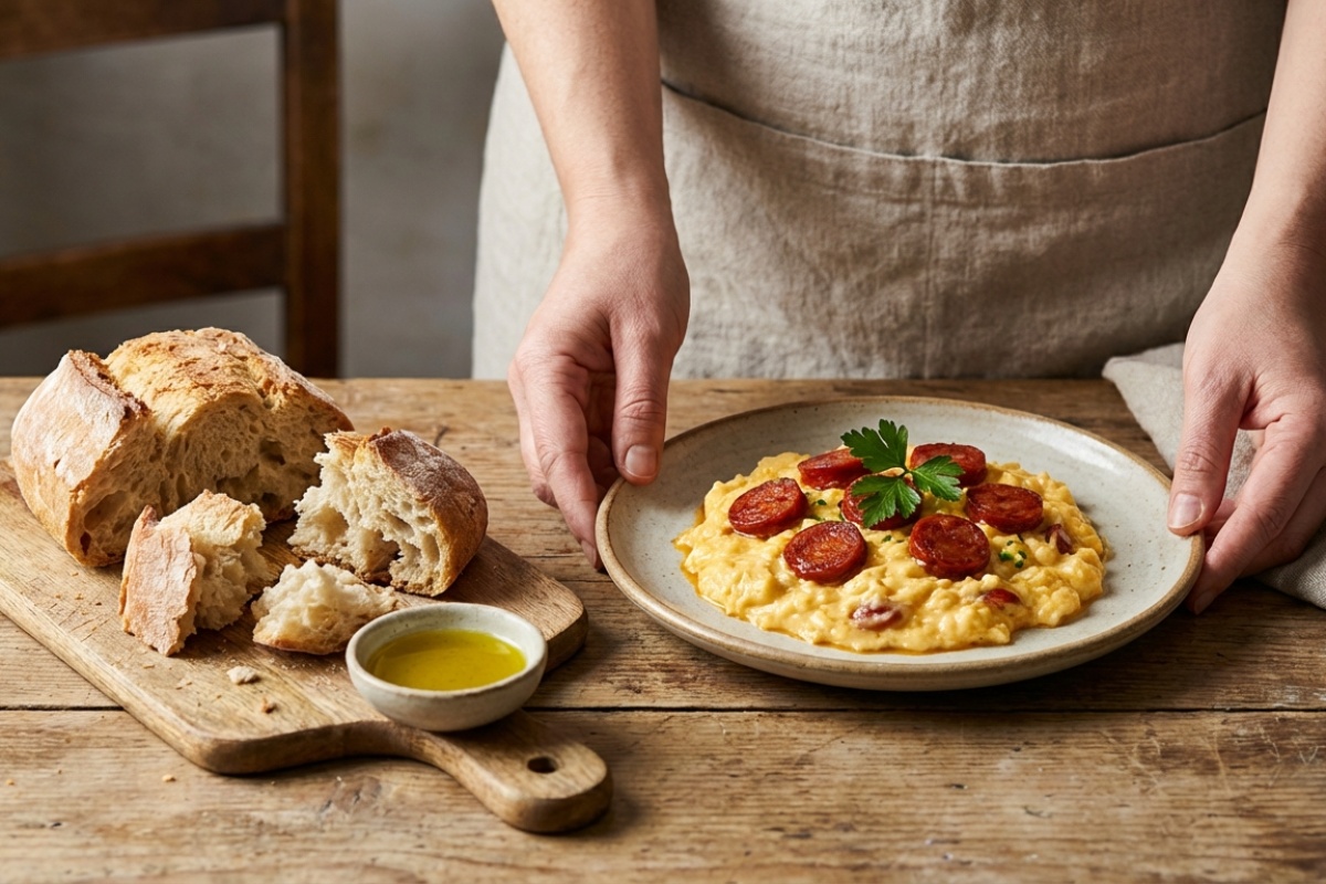 Ova baskijska kobasica jeftinija je od choriza, a oduševljava okusom. Poslužila sam je za doručak i nestala je u 5 minuta detail 2