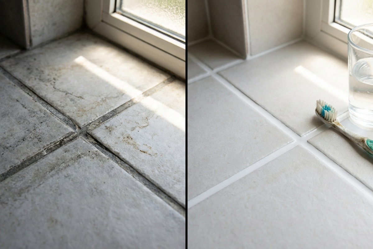 Jednostavan trik s četkicom za zube koji vraća boju fugama na pločicama bez kemikalija detail 3