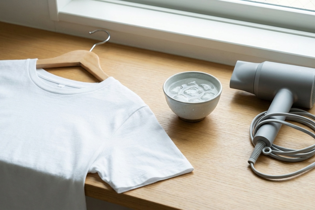 Zbogom, glačalo: kako izravnati zgužvanu majicu bez glačanja uz pomoć sušila za kosu i nekoliko kockica leda detail 3