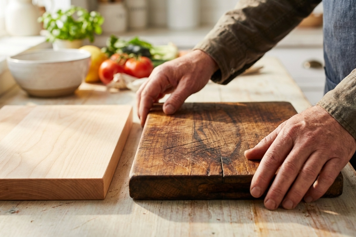 Hitno provjerite svoju drvenu dasku: ako vidite ove duboke posjekotine od noža — bacite je odmah, i evo zašto. detail 3