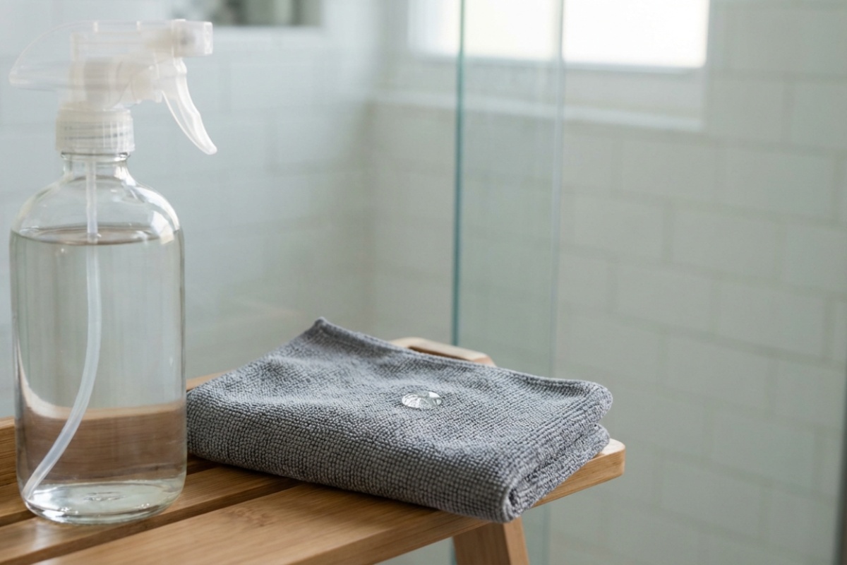 Kako očistiti staklena vrata tuša sodom bikarbonom za uklanjanje naslaga sapuna detail 3