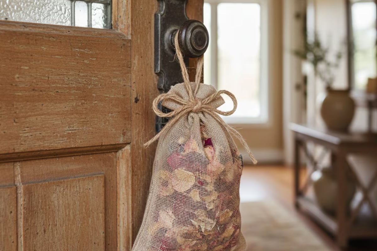 Trend je: čemu služi vješanje vrećice s laticama ruža na ulazna vrata detail 1